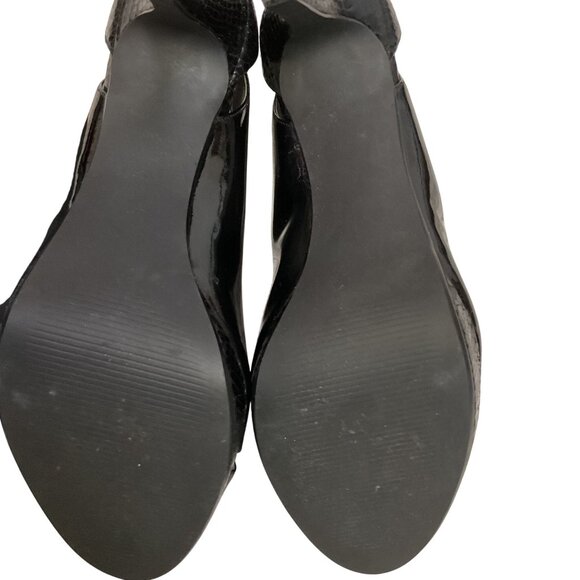 Alfani Black Patent Leather Peep Toe Pumps Size 9 Womens Elegant Heels - Picture 3 of 3